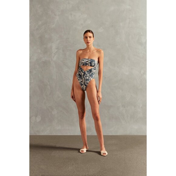 Adriana Degreas Other - Adriana Degreas Hera High-Leg Strapless Swimsuit Blue Womens Size Small